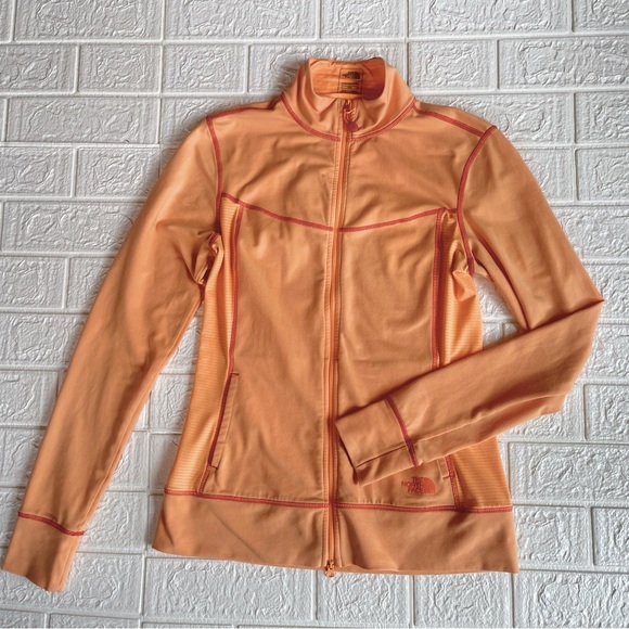 North Face Women’s Medium Peach Orange Zip-up Athletic Jacket - Picture 3 of 15